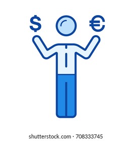 Online-Handel, Vektorsymbol einzeln auf weißem Hintergrund. Online-Trading-Line-Symbol für Infografik, Website oder App. Blaues Symbol für ein Gittersystem.