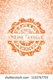 Online Training abstract orange mosaic emblem