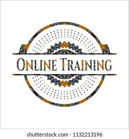 Online Training arabic badge background. Arabesque decoration.