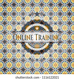 Online Training arabic style emblem. Arabesque decoration.