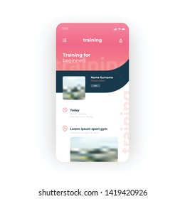 Online Training for beginners UI, UX, GUI screen for mobile apps design. Modern responsive user interface design of mobile applications including information, photo elements