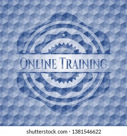 Online Training blue polygonal badge.