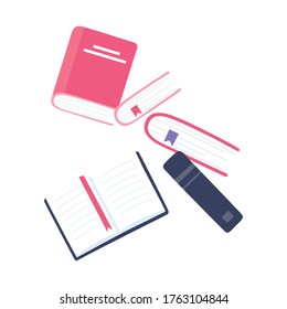 online training, books knowledge, education and courses learning digital vector illustration