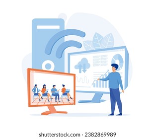 Online training,  online business courses,  Expertise, skill development. flat vector modern illustration