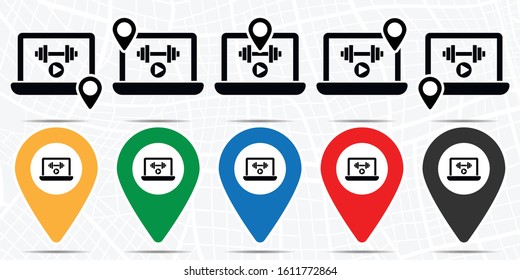 Online training, coaching icon in location set. Simple glyph, flat illustration element of online traning theme icons