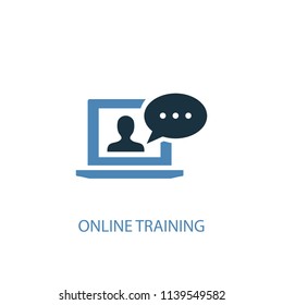Online Training Concept 2 Colored Icon. Simple Blue Element Illustration. Online Training Concept Symbol Design From ELearning Set. Can Be Used For Web And Mobile UI/UX