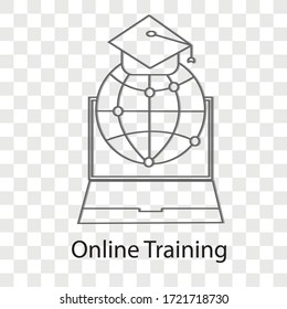 Online training concept on transparency background. Creative idea design.Flat vector illustration for template, brochure or presentation.