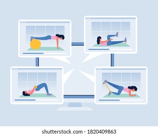 Online training concept. Vector illustration in a flat style