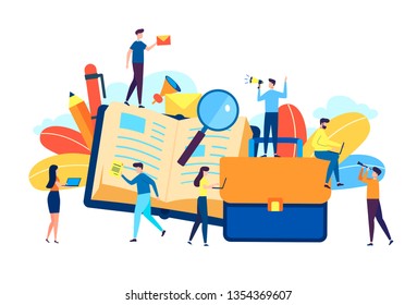 Online training courses vector illustration. Distance learning business education concept. internet studying book tutorials. skills develop, student flat cartoon style character design for web banner