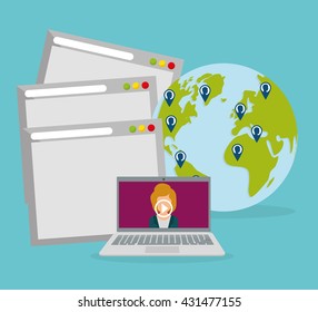 Online training design. Education concept. Colorful illustration