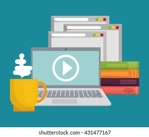 Online training design. Education concept. Colorful illustration