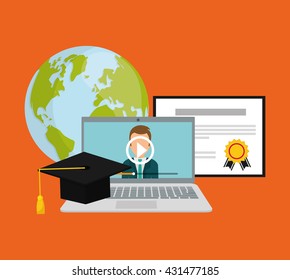Online training design. Education concept. Colorful illustration