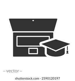 online training, distance education icon, elearning, course outsource, digital education, flat vector illustration