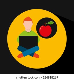 online training education-student apple vector illustration eps 10