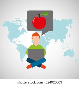 online training education-student apple vector illustration eps 10