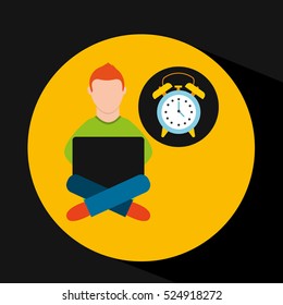 online training education-student clock alarm vector illustration eps 10