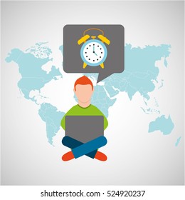 online training education-student clock alarm vector illustration eps 10