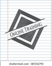 Online Training emblem with pencil effect