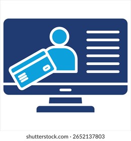 Ilustração de vetor de ícone azul plano de treinamento on-line