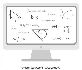 online training in geometry algebra on a white background. vector illustration