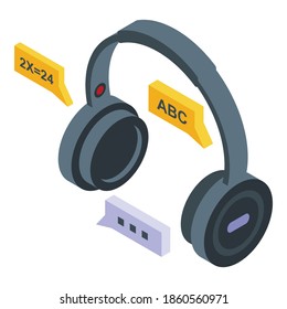 Online training headphones icon. Isometric of online training headphones vector icon for web design isolated on white background