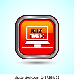 Online Training Icon Button Design Illustration