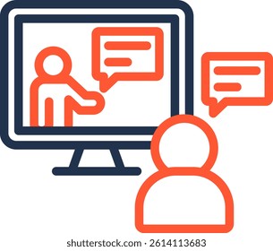 Online Training Icon Color Line Vector Illustration