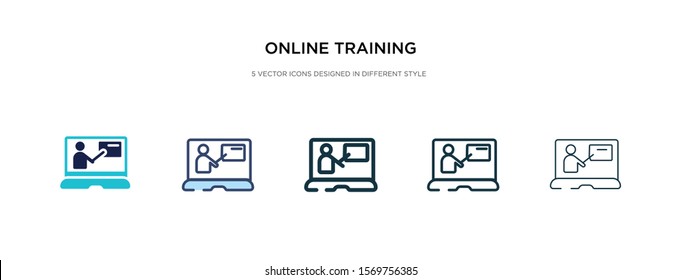 online training icon in different style vector illustration. two colored and black online training vector icons designed in filled, outline, line and stroke style can be used for web, mobile, ui