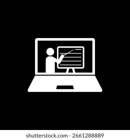 Online training icon isolated on black background