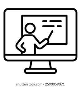 Online Training icon line vector illustration