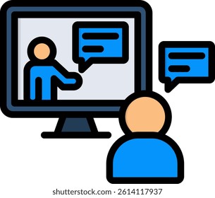Online Training Icon Lineal Color Vector Illustration
