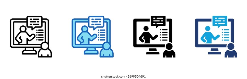 Icono de entrenamiento en línea Multi Style Ilustración vectorial