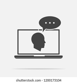Online training icon. Remote web training. Symbol of online learning, webinar. Layers grouped for easy editing illustration. For your design.