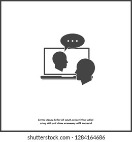 Online training icon. Remote web training. Symbol of online learning, webinar on white isolated background. Layers grouped for easy editing illustration. For your design.