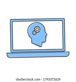 Online training icon. Remote web training. Symbol of online learning, webinar cartoon style on white isolated background.