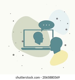 Online training icon. Remote web training. Symbol of online learning, webinar on multicolored background. Layers grouped for easy editing illustration. For your design.