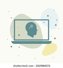 Online training icon. Remote web training. Symbol of online learning, webinar on multicolored background. Layers grouped for easy editing illustration. For your design.