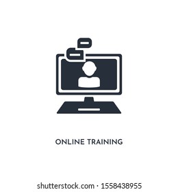 online training icon. simple element illustration. isolated trendy filled online training icon on white background. can be used for web, mobile, ui.