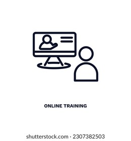 online training icon. Thin line online training icon from distance learning collection. Outline vector isolated on white background. Editable online training symbol can be used web and mobile