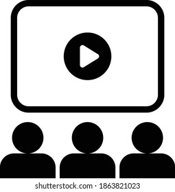 Online Training icon. Video conference outline vector icon. Online education resources sign. Distant education, e-learning symbol. Webinar, online conference or tutorial vector illustration