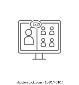 Online Training icon. Webinar, distant education, video lecture, video conference, online course. Vector illustration.