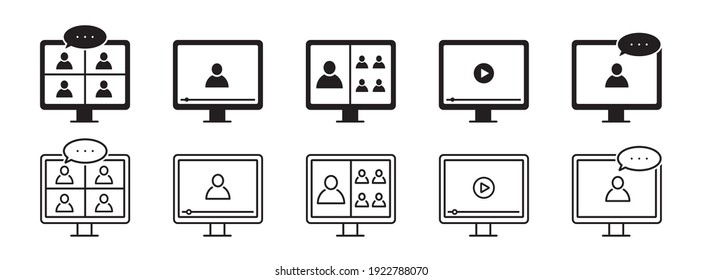 Online Training icon. Webinar, distant education, video lecture, video conference, online course. Vector illustration.