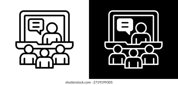 Online Training Icon Ilustración vectorial negro blanco