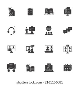Online training icons set . Online training pack symbol vector elements for infographic web