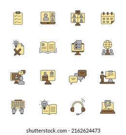 Online training icons set . Online training pack symbol vector elements for infographic web