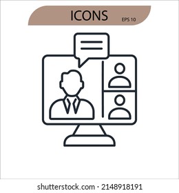 símbolo de símbolos de formación en línea vectores para web infográfica