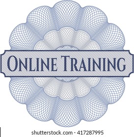 Online Training inside money style emblem or rosette