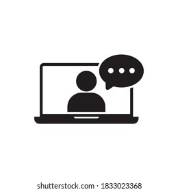 Online Training In Laptop Icon, Chatting On The Laptop, Vector Illustration