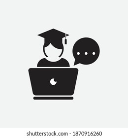 Online training in laptop icon. isolated on white background