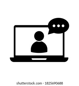 Online training in laptop icon in simple design. Vector illustration